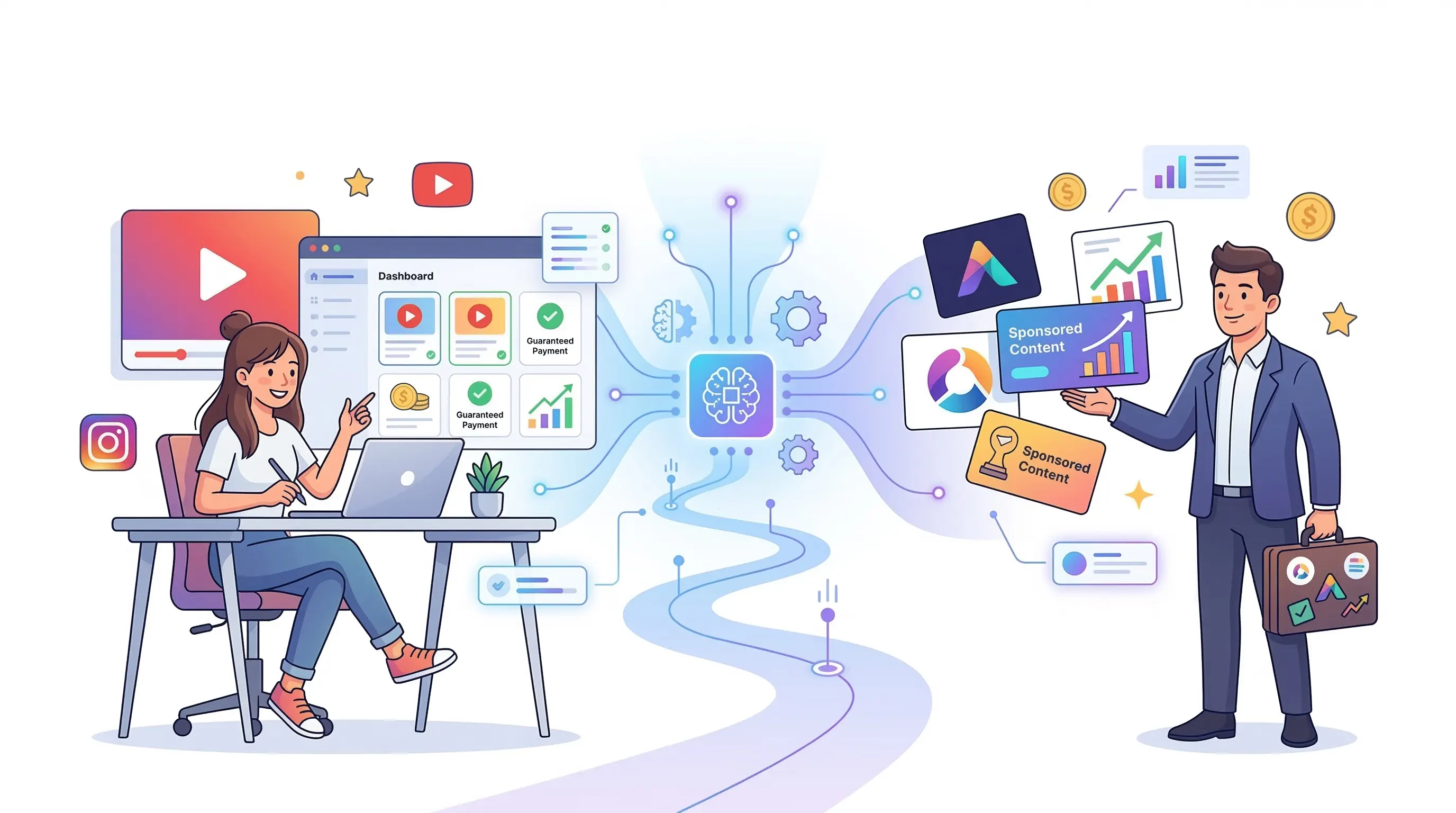 Creator and brand collaboration illustration